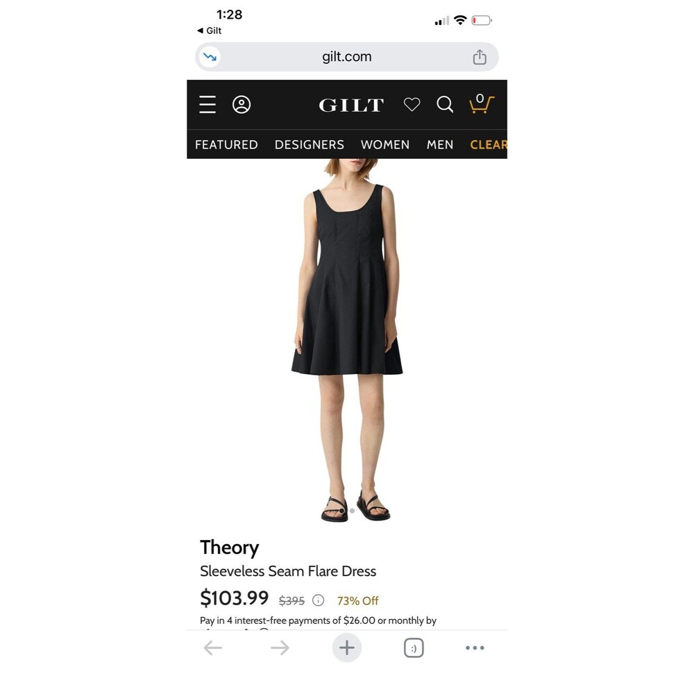 Theory Black Square Neck A-Line Mini Dress NWT